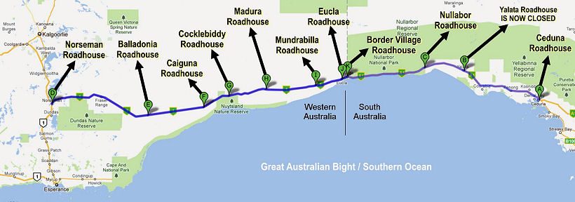 Across The Nullarbor Plains On A Bike Stories And Experiences   Nullarbor Map2 