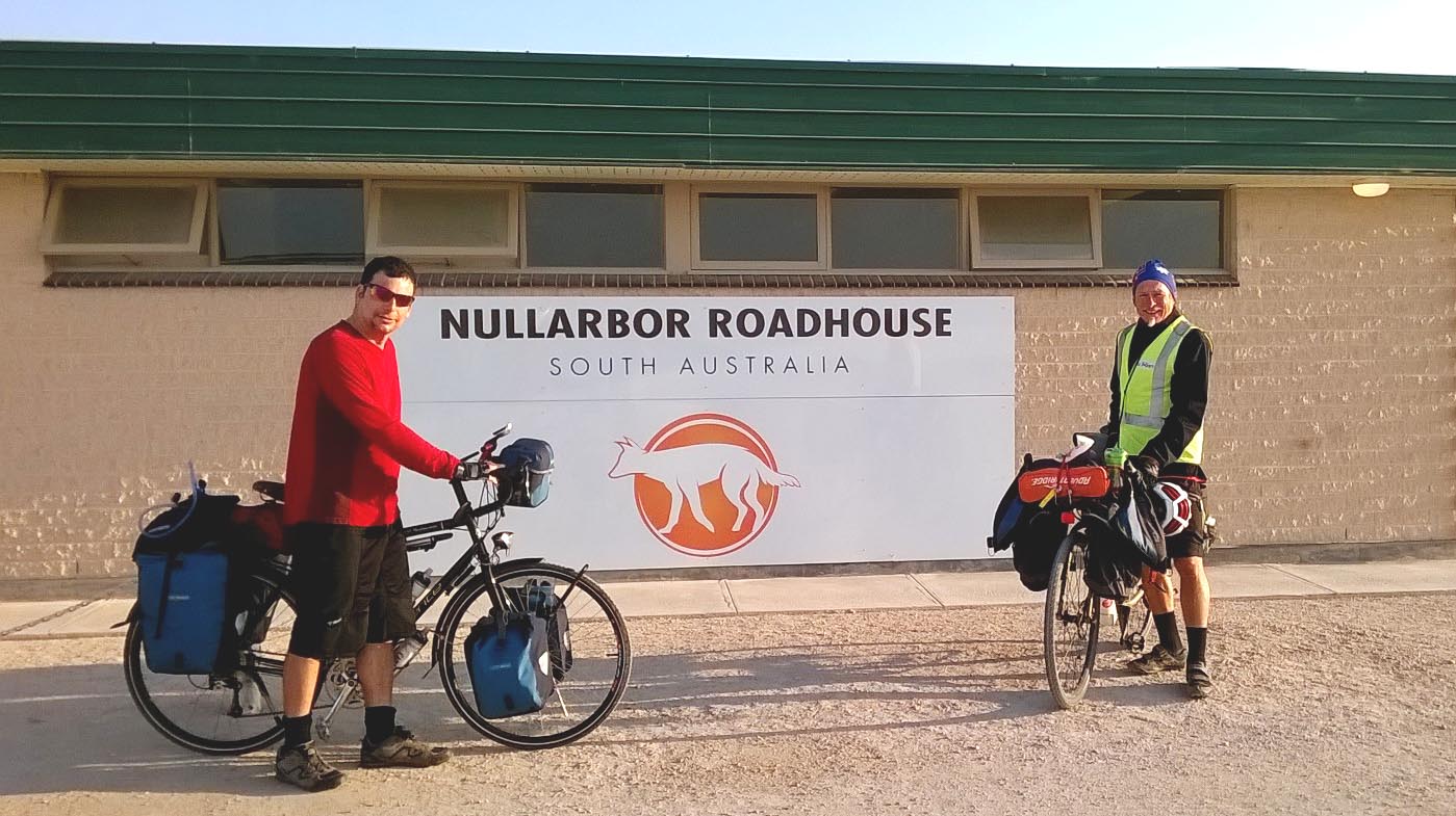 Erich and Ash at Nullarbor Roadhouse